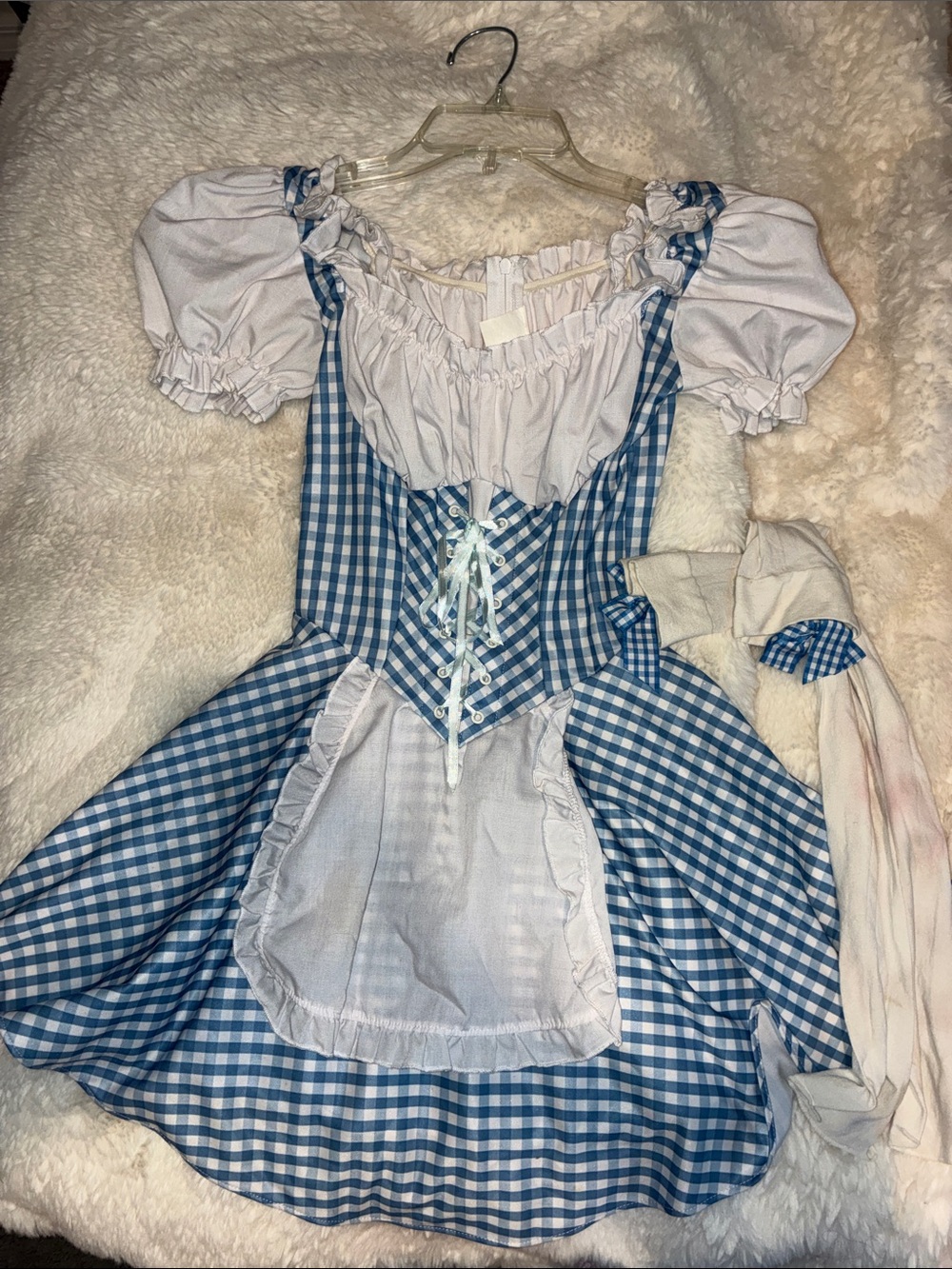 Leg Avenue Blue and White Gingham Peasant Dress with Apron